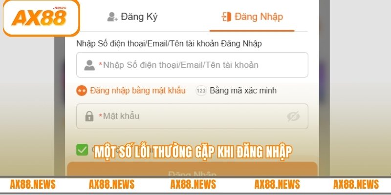 Một số lỗi thường gặp khi đăng nhập